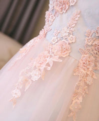 Bridesmaid Dresses Gowns, Light Pink Lace Off Shoulder Lonng Prom Dress, Pink Evening Dress