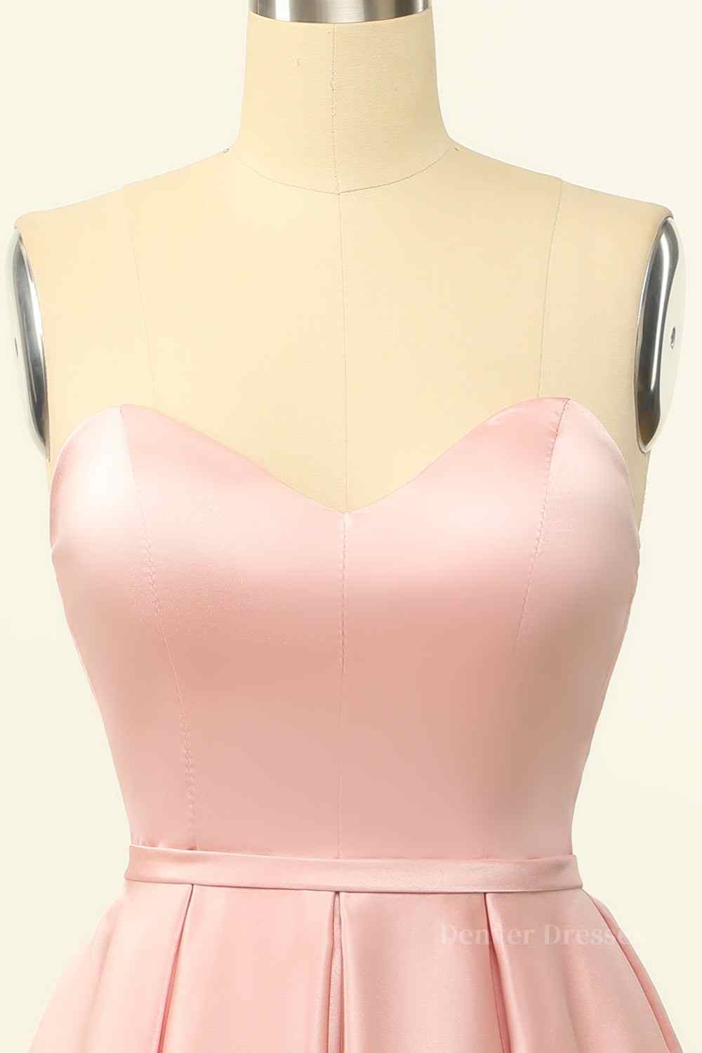 Gorgeou Dress, Pink A-line Strapless Satin Lace-Up Back Mini Homecoming Dress
