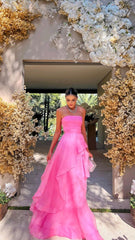 Prom Dresses Designer, Pink Long Formal Gowns, Pink Party Dresses