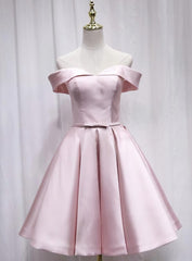Bridesmaids Dresses Sale, Pink Off Shoulder Bridesmaid Dress, Lovely Party Dress