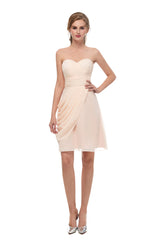 Bridesmaid Dress 2042, Pink Sweetheart Neck Chiffon Homecoming Dresses With Pleats