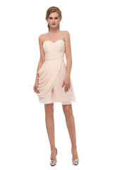 Bridesmaid Dresses Different Styles, Pink Sweetheart Neck Chiffon Homecoming Dresses With Pleats