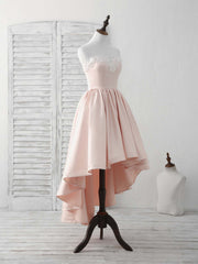 Formal Dress Long Sleeved, Pink Sweetheart Neck Short Prom Dress Pink Homecoming Dresses