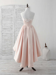 Formal Dresses Long Sleeved, Pink Sweetheart Neck Short Prom Dress Pink Homecoming Dresses