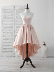 Formal Dress Long Sleeve, Pink Sweetheart Neck Short Prom Dress Pink Homecoming Dresses