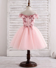 Prom Dresses Green, Pink Tulle Lace Applique Short Flower Girl Dresses