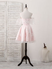 Wedding Pictures, Pink Tulle Sweetheart Lace Short Prom Dress, Pink Homecoming Dress