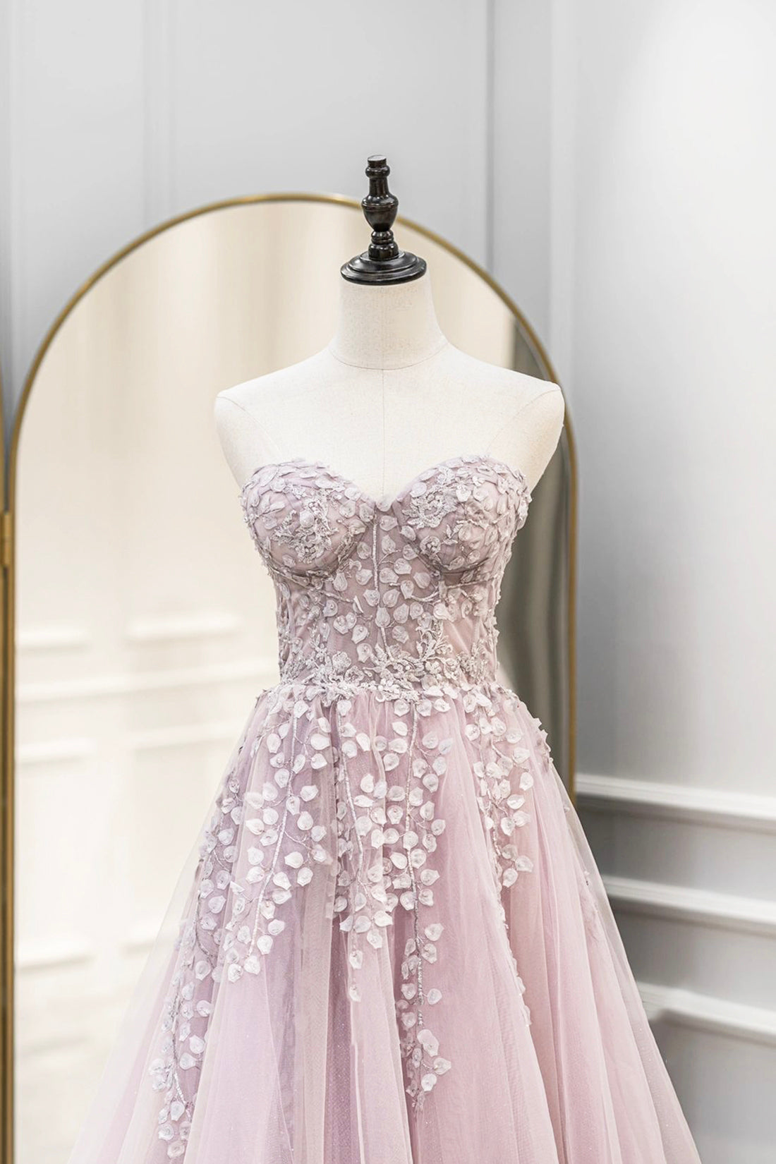 Formal Dress Online, Pink Tulle Sweetheart Long Party Dress, A-Line Prom Dress