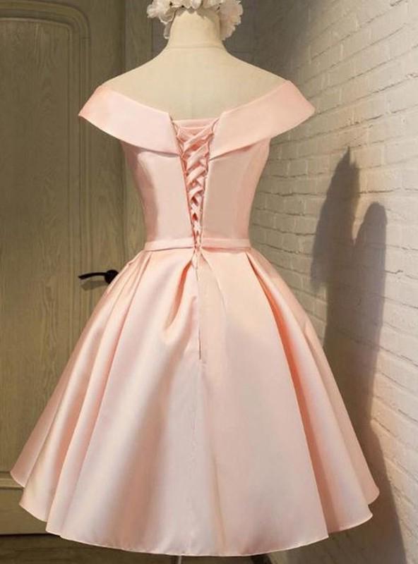 Party Dress Fashion, A-Line Princess V-neck Sleeveless Sash Satin Short Homecoming Dresses