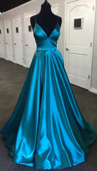 Bridesmaid Dress Dark Green, Pretty Royal Blue A-line Spaghetti Straps Prom Dresses, Evening Dresses