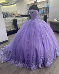 Prom Dress Green, Lilac Corset Mexican Quinceanera Dress Ball Gown