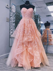Midi Dress, Princess Sweet 16 Dress Sweetheart Neck Tulle Long Prom Dress