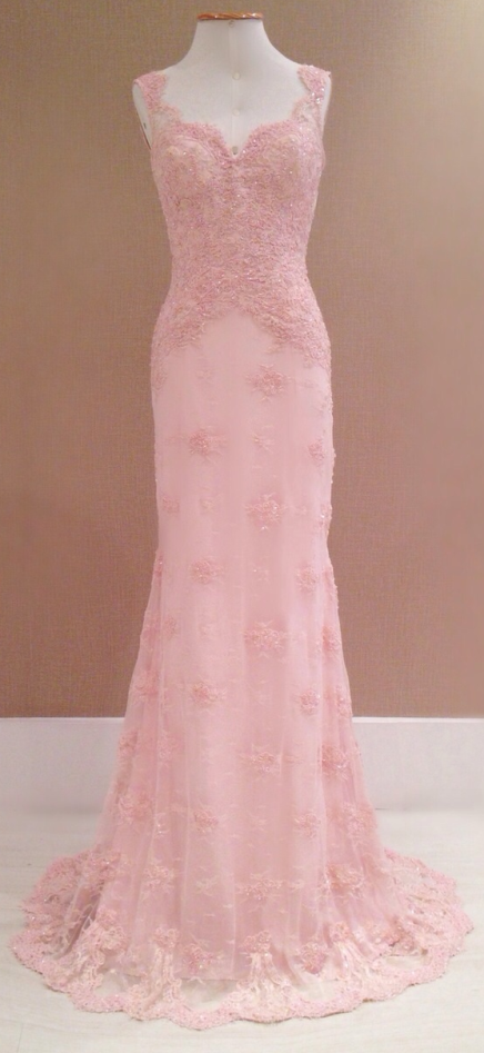 Blush Pink Prom Dress ,Lace Prom Evening Gowns