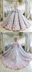 Wedding Dresses Ideas, Pretty Light Blue Backless Long Princess Prom Dresses