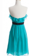 Prom Dress Idea, Custom Made Strapless Ruffled Ruched Chiffon Short Homecoming Dresses