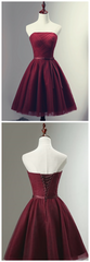 Homecomming Dresses Cute, Beautiful Burgundy Knee Length Lace Up Tulle Party Dress, Homecoming Dress, Short Prom Dress