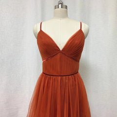 Long Dress Design, Bridesmaid Dresses, Burnt Tulle Bridesmaid Dress, 2024 Spaghetti Straps Boho