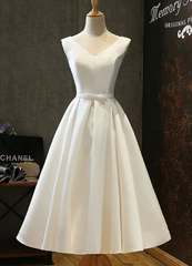 Homecoming Dresses Idea, Prom Dresses, Satin V Neck Short Prom Dress, Bridesmaid Dress