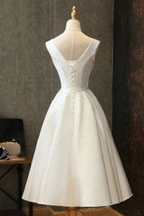 Homecoming Dress Ideas, Prom Dresses, Satin V Neck Short Prom Dress, Bridesmaid Dress
