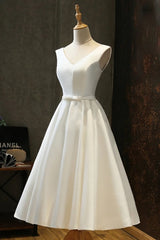 Homecoming Dress Idea, Prom Dresses, Satin V Neck Short Prom Dress, Bridesmaid Dress
