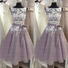 Prom Dress 2029, A Line Knee Length 2024 Appliques Bateau Neck V Back Short Plus Size Ready to Wear Homecoming Dresses