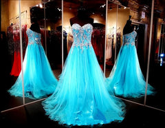 Prom Dresses Simple, Sweetheart Beaded Illusion Fashion New Style Evening Dresses