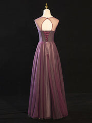 Black Tie Wedding Guest Dress, Purple Floral Long Lace Prom Dresses, Purple Floral Long Lace Formal Evening Dresses