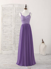 Formal Dress Vintage, Purple Lace Chiffon Long Prom Dress Purple Bridesmaid Dress