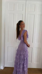 Prom Dress 2027, Purple Lace Long Prom Dress Backless Evening Dress Stunning Maxi Dress