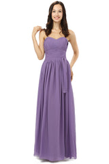Party Dresses Near Me, Purple Sleeveless Chiffon Long With Lace Up Bridesmaid Dresses