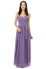 Party Dresses Sales, Purple Sleeveless Chiffon Long With Lace Up Bridesmaid Dresses