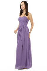 Party Dress Sale, Purple Sleeveless Chiffon Long With Lace Up Bridesmaid Dresses