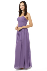 Party Dress Sales, Purple Sleeveless Chiffon Long With Lace Up Bridesmaid Dresses