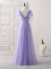Evening Dresses Australia, Purple Sweetheart Neck Tulle Long Prom Dress Purple Bridesmaid Dress