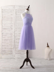 Evening Dress Online, Purple Tulle Short Prom Dress, Simple Purple Homecoming Dress