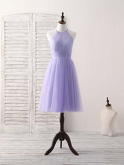 Evenning Dresses Long, Purple Tulle Short Prom Dress, Simple Purple Homecoming Dress
