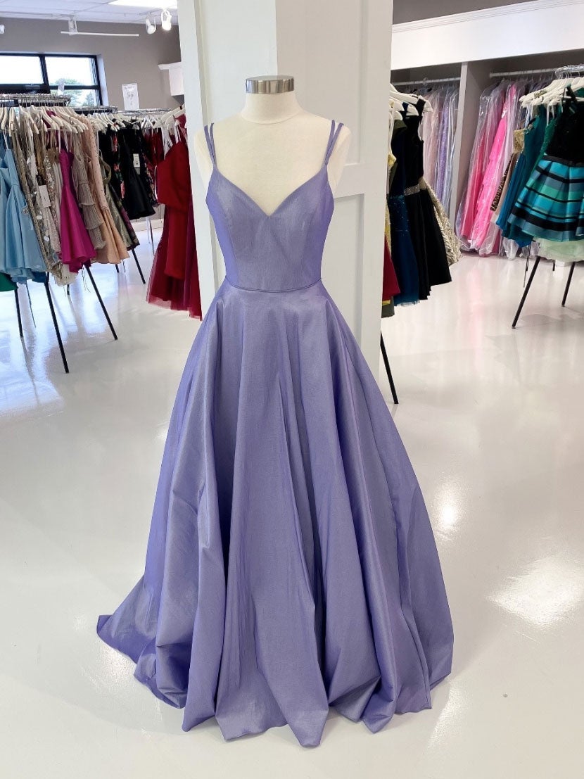 Bridesmaid Dress Affordable, Purple v neck satin long prom dress, purple evening dress