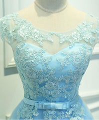 Bridesmaids Dresses Under 115, Light Blue Lace Tulle Short Prom Dress, Homecoming Dress