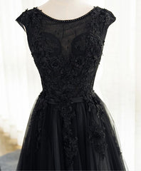 Evening Dress 2032, Black A Line Tulle Lace Long Prom Dress, Evening Dress