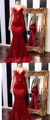 Bridesmaid Dresses Sales, Red Halter Sequins Sparkle Evening Gowns Sexy Mermaid Dresses Long Maxi Dress
