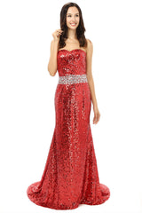 Bridesmaids Dresses Websites, Red mermaid Sequins Sweetheart With Crystal Bridesmaid Dresses