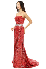 Bridesmaid Dress Websites, Red mermaid Sequins Sweetheart With Crystal Bridesmaid Dresses