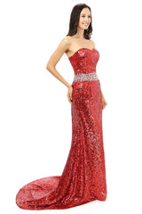Bridesmaid Dresses Websites, Red mermaid Sequins Sweetheart With Crystal Bridesmaid Dresses