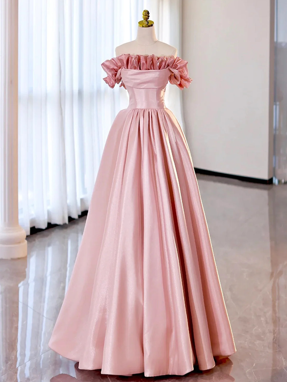 Party Dress Patterns, Red Pink Satin Long Prom Dresses, Red Pink Satin Long Formal Evening Dresses