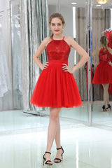 Formal Dresses Royal Blue, Red Sequined Tulle Strapless Homecoming Dresses
