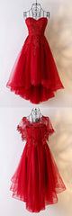 Bridesmaid Dress Formal, Red Sweetheart Tulle High Low Homecoming Dress , Red Party Dress