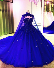 Bridesmaid Dress Satin, Royal Blue Prom Dresses Ball Gown Sweet 16  Princess Quinceanera Dress