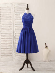 Homecoming Dress Shopping Near Me, Royal Blue Satin Beads Short Prom Dress Blue Homecoming Dress