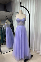 Evening Dresses 3 33 Sleeve, Royal Blue Straps Appliques A-line Tulle Long Prom Dress