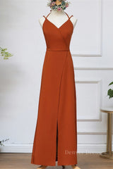 Party Dress Nye, Rust Orange Wrap Bridesmaid Dress